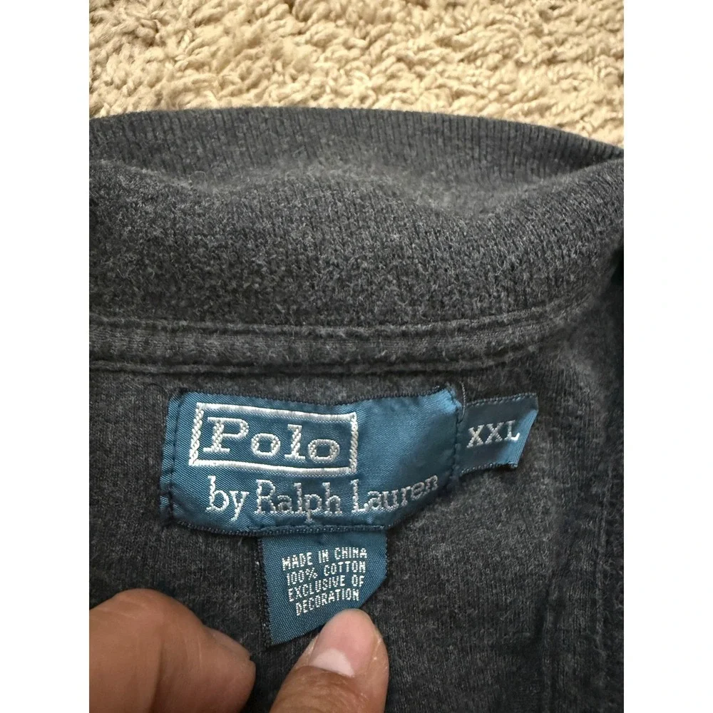Polo Ralph Lauren Mens XXL Charcoal Grey 1/4 Zip Cotton Pullover Sweater